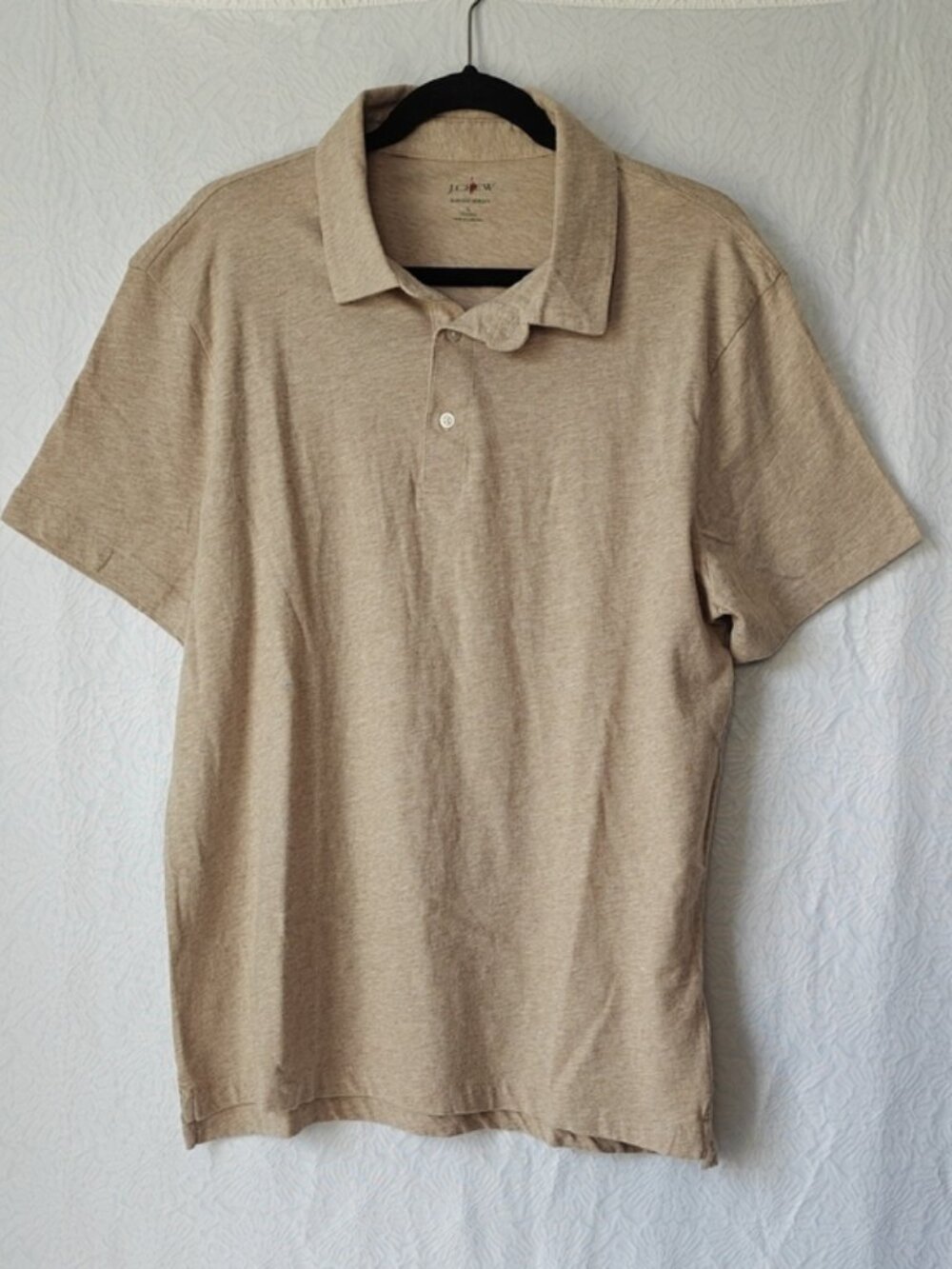 J. CREW Men’s Classic Untucked Sueded Cotton Polo Shirt Tan Size Large NWT